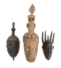 Three African Carved and Painted Wood Masks