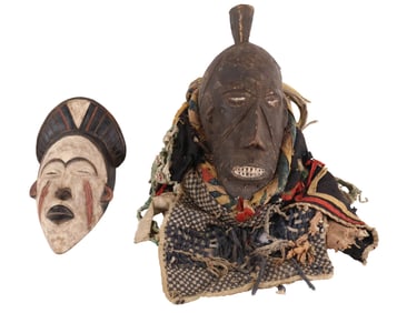 Two African Carved and Painted Wood Masks