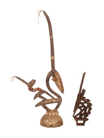 Two African Mali Bambara Chiwara Antelope Figures