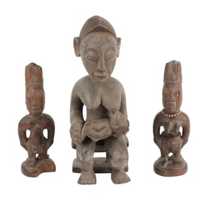 Three African Carved Wood Fertility Sculptures