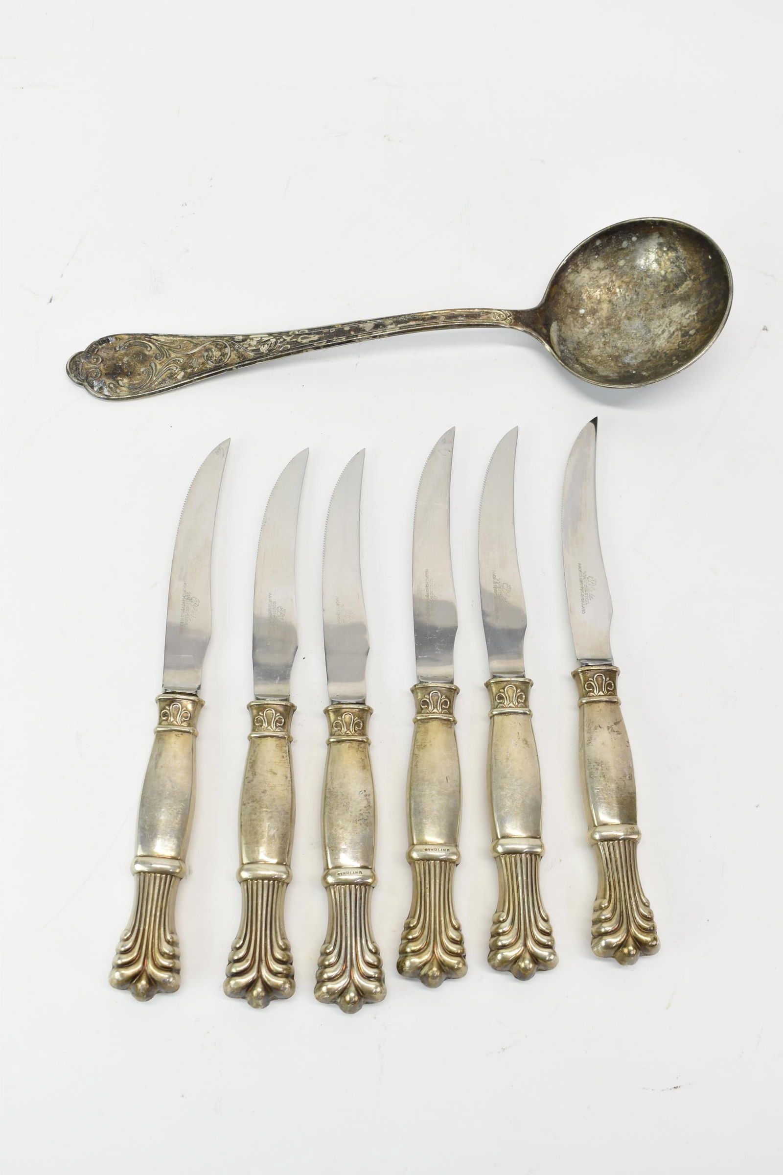 Set of Six Sterling Silver Handled Serrated Knives (1 of 13)