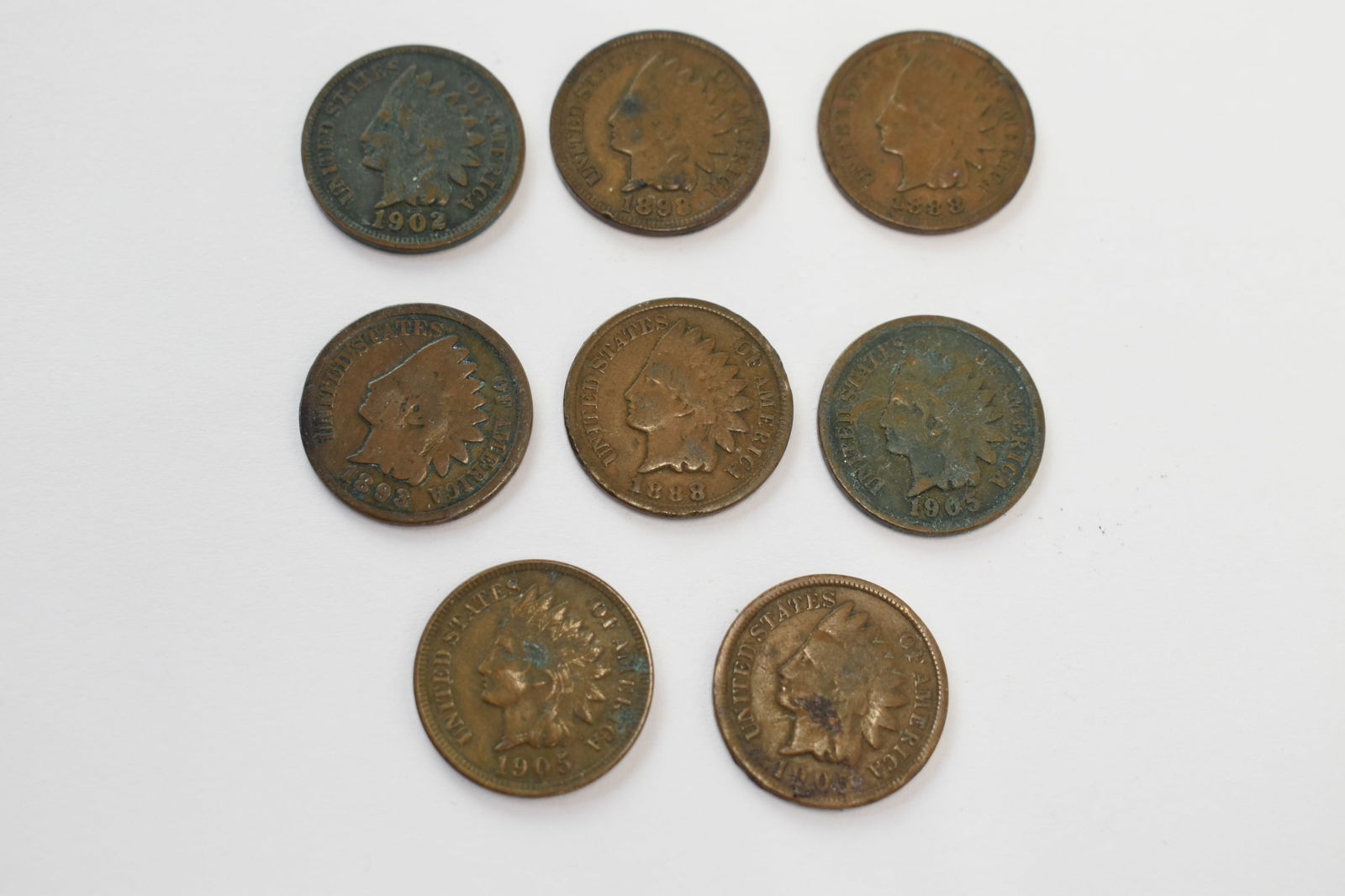Indian Head Pennies 1888, 1905, 1903, 1893, 1898, 1902 (1 of 5)