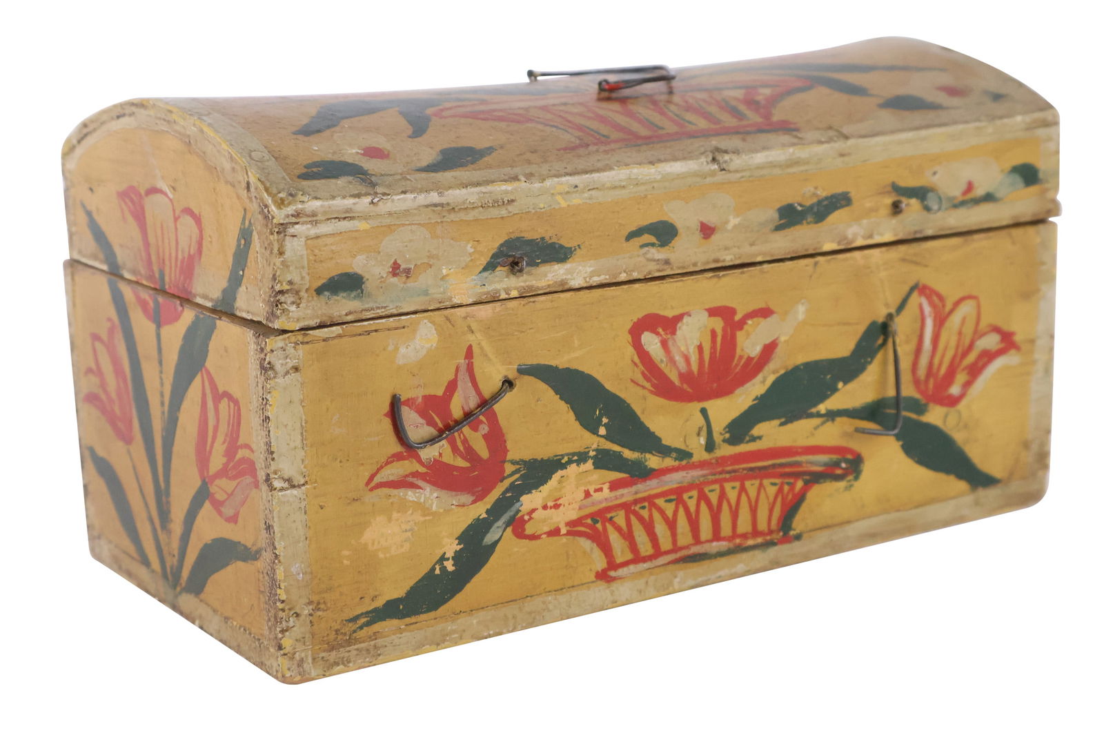 Federal Yellow-Painted and Floral Decorated Dome-Top Box (1 of 9)