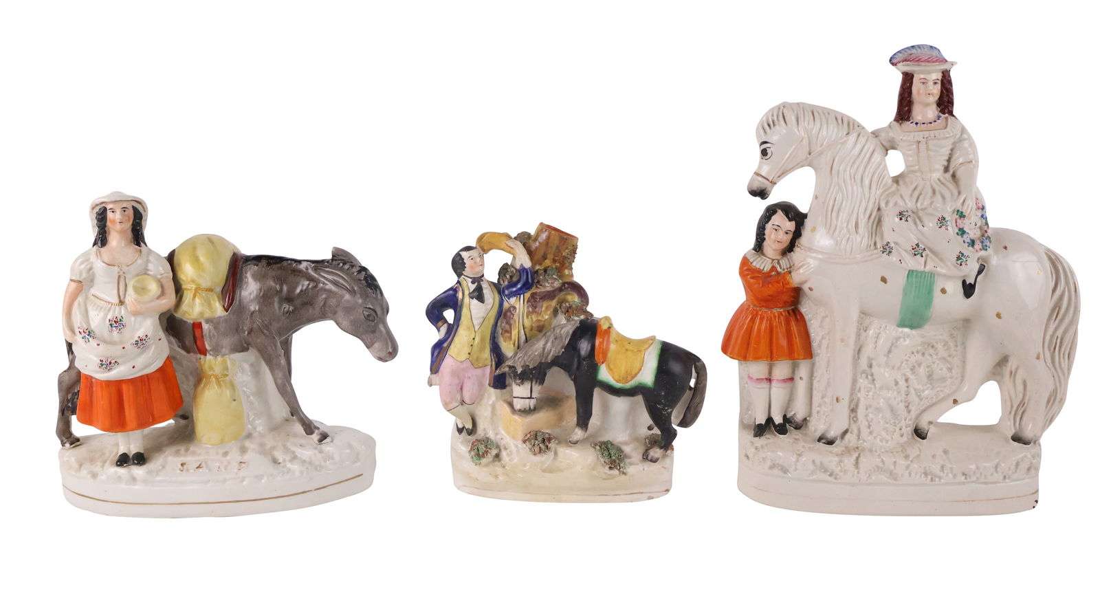 Staffordshire Pottery Figure of Two Children and a Pony (1 of 20)