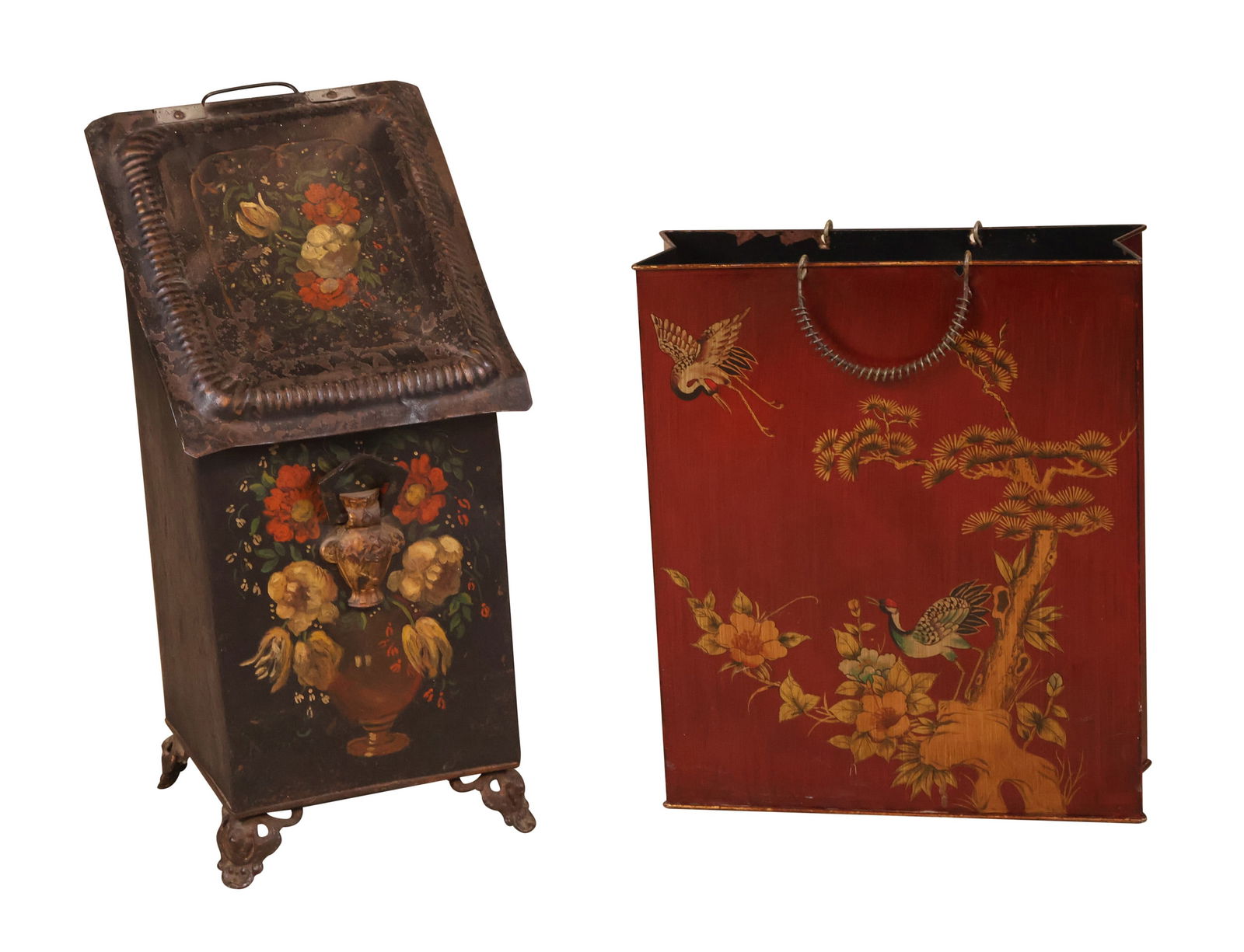 Victorian Painted Toleware Coal Holder (1 of 9)