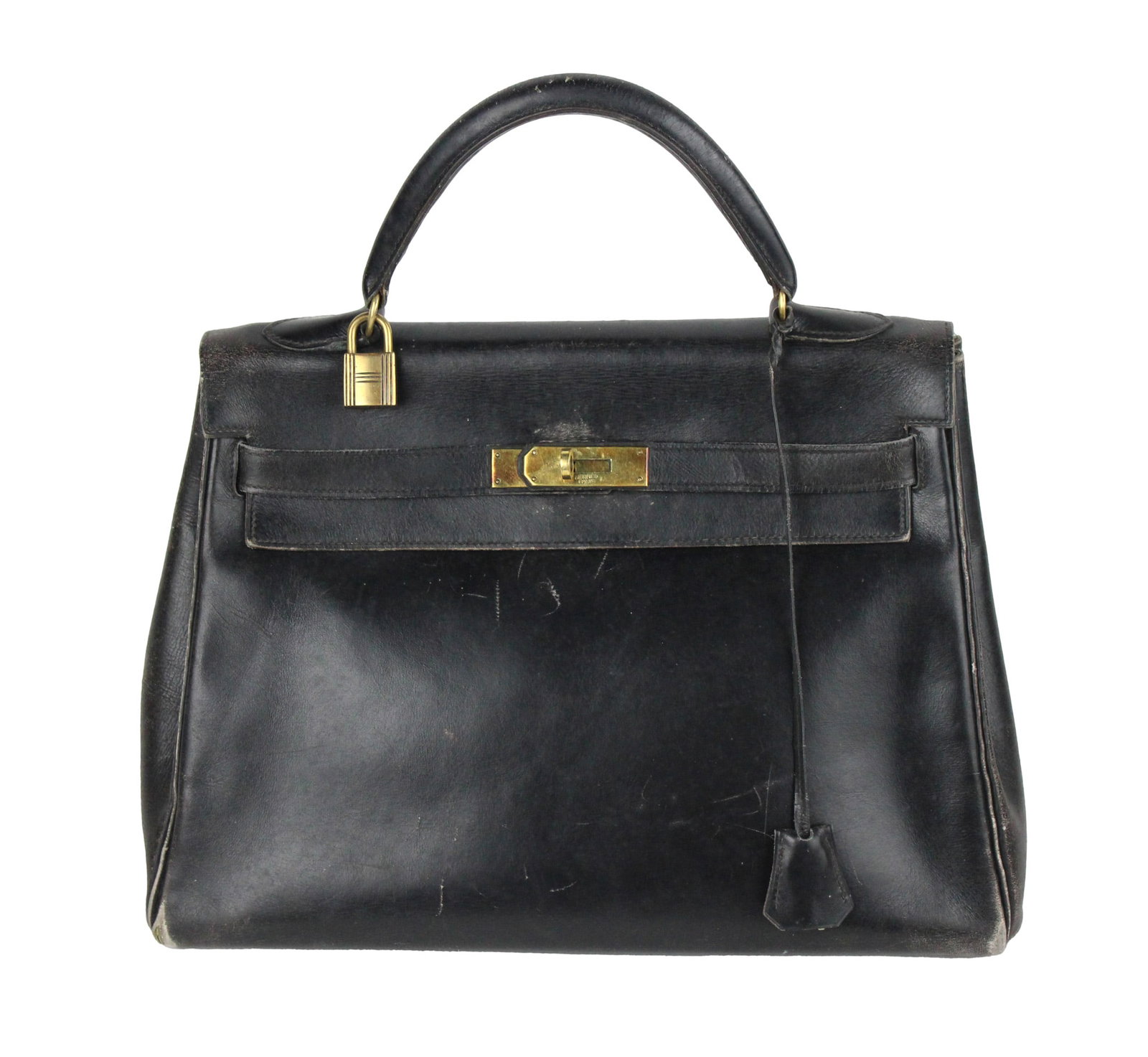 Vintage 1950's Hermes 35cm Black Leather Kelly Bag (1 of 17)