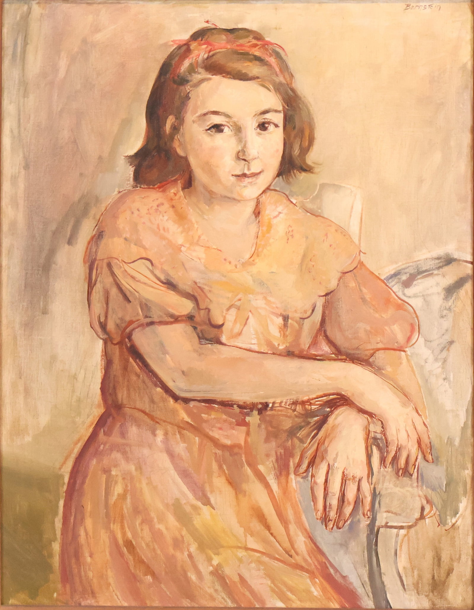 Theresa Bernstein, Portrait of Girl in Pink Dress, Oil on Canvas (1 of 13)