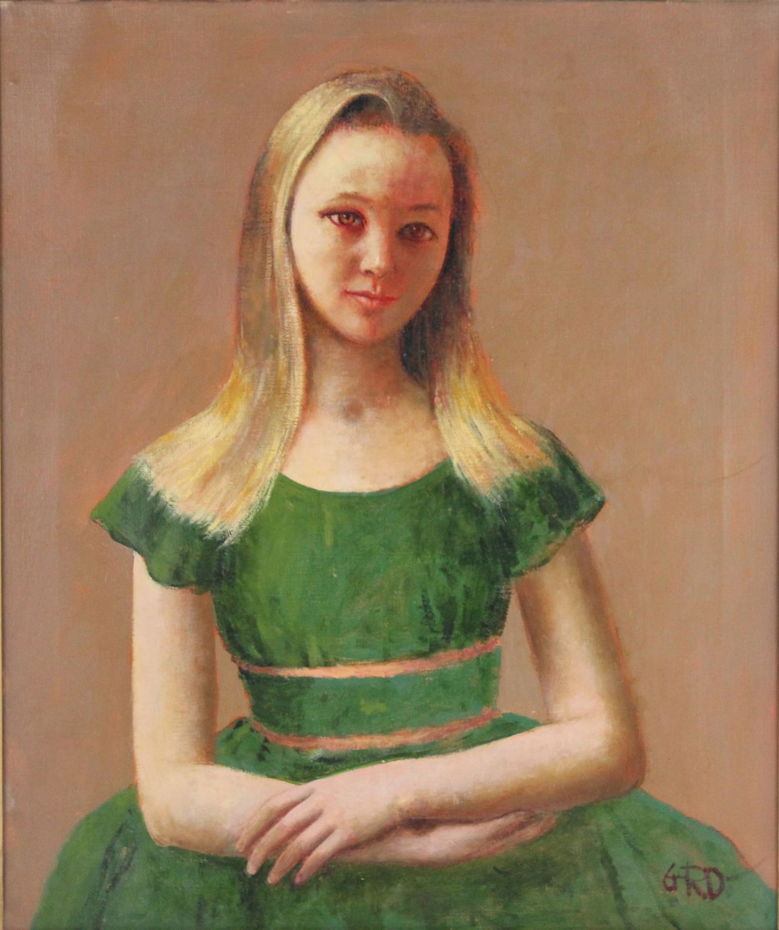 Gladys Rockmore Davis, 1901-1967, Girl in Green Dress, Oil on Canvas (1 of 9)