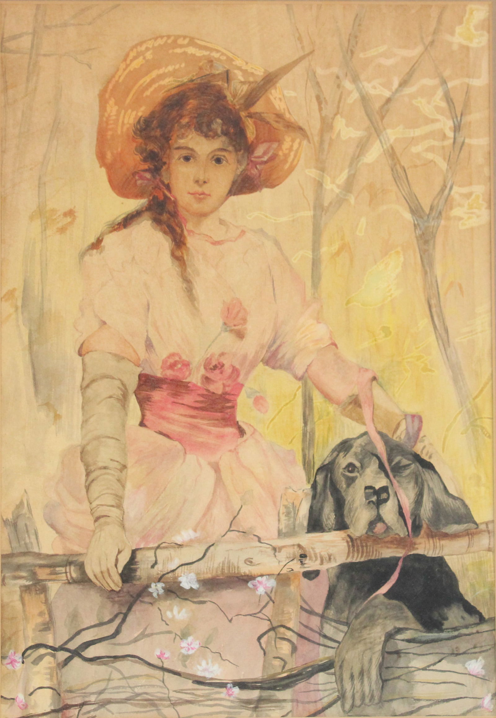 Lynn Thomas Morgan, 1889, Young Lady Wearing Bonnet, Gouache and Watercolor (1 of 5)