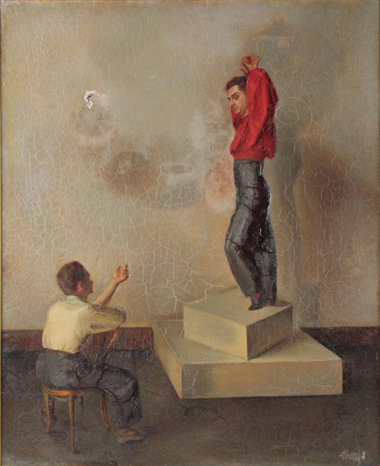 Prezzi, Two Men on Stand, Oil on Canvas (1 of 8)