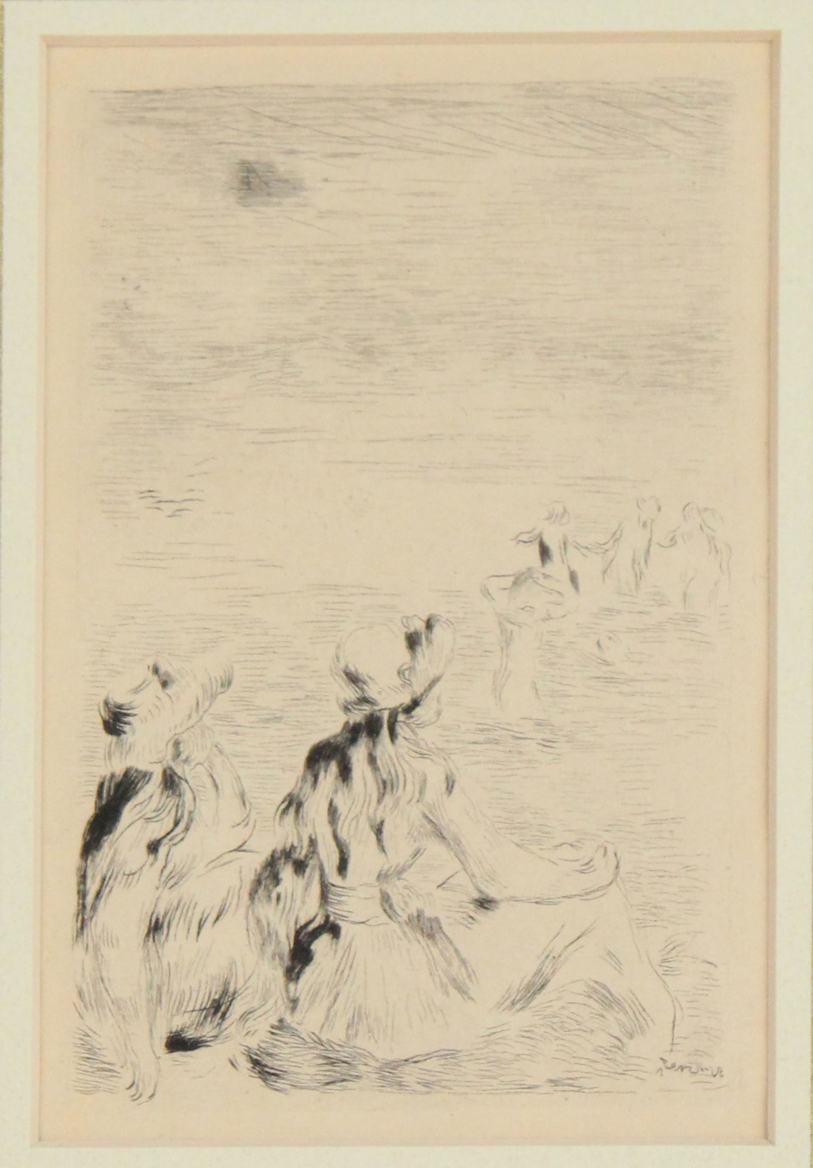 Pierre-Auguste Renoir, French 1841-1919, Sur La Plage, a Berneval, Etching (1 of 4)
