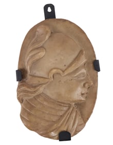 Carved Marble Relief Bust of a Roman Solider