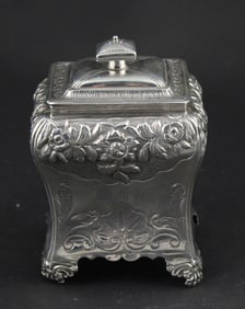 English Sterling Silver Covered Square Tea Caddy