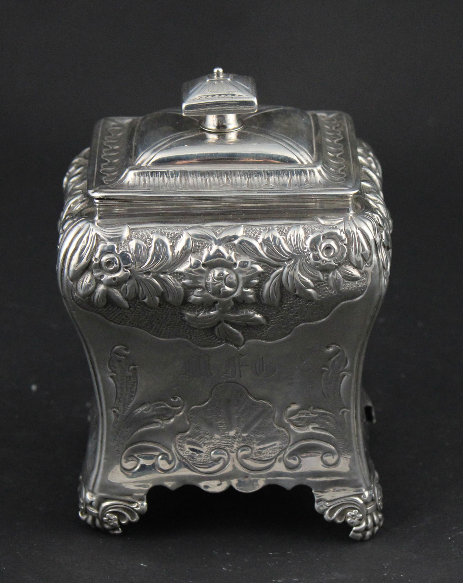 English Sterling Silver Covered Square Tea Caddy (1 of 8)