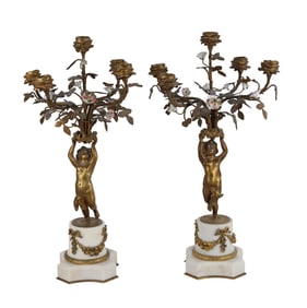 Pair of Empire Gilt Bronze Candelabra