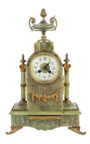 Neoclassical Style Ormolu-Mounted Green Onyx Mantel Clock