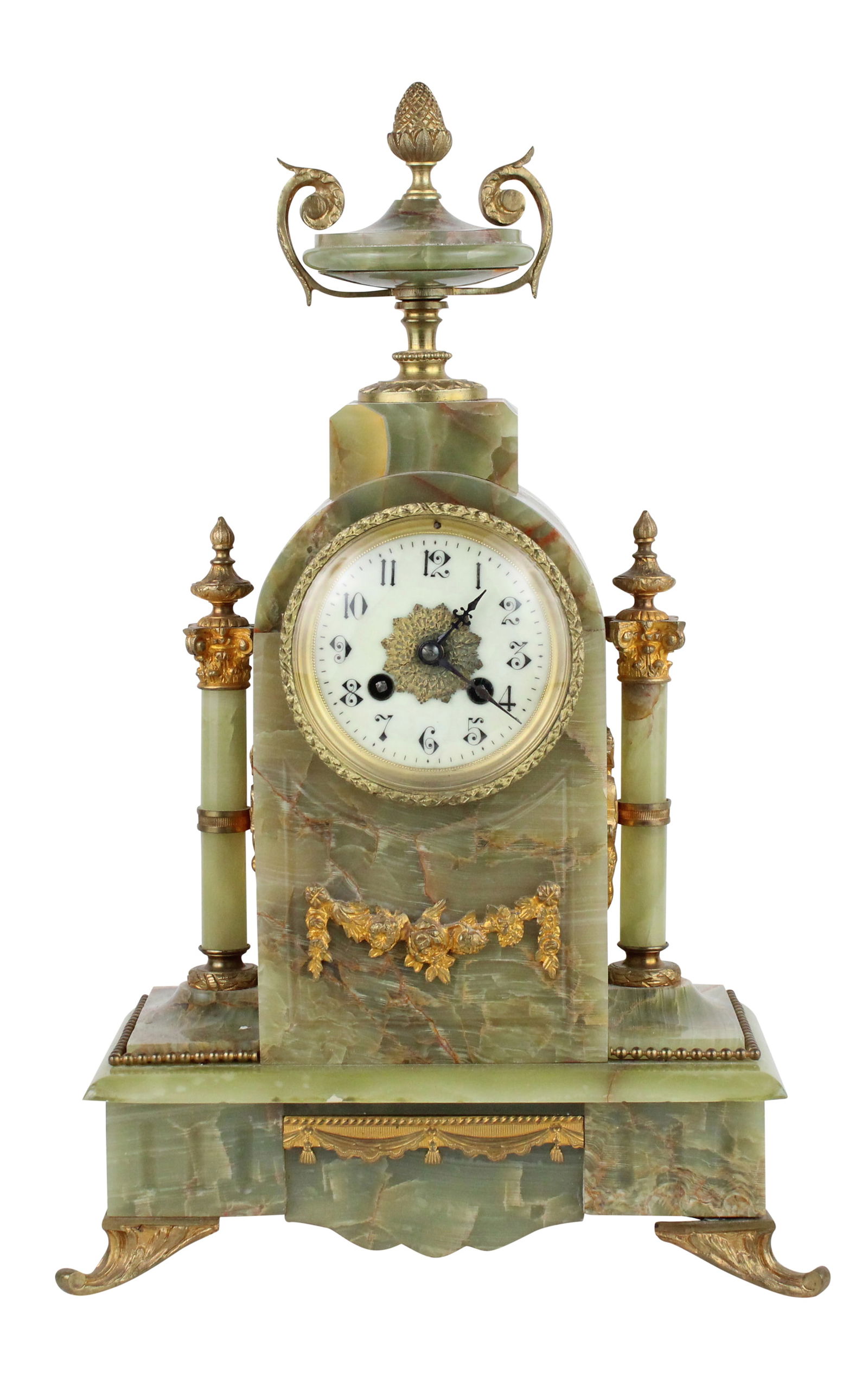 Neoclassical Style Ormolu-Mounted Green Onyx Mantel Clock (1 of 8)