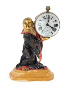 French Bronze Figural Desk Clock