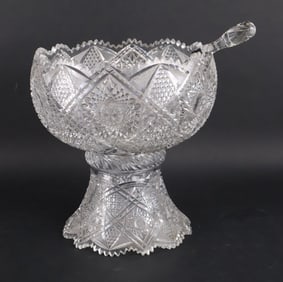 Cut Glass Punch Bowl on Stand