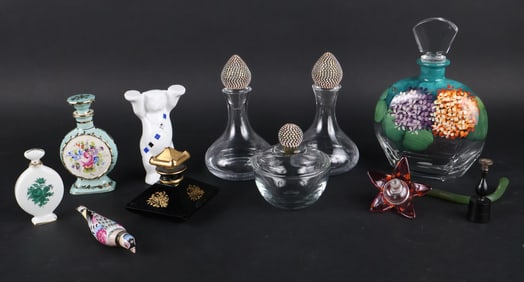 Group of Porcelain and Glass Vanity Items