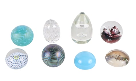 Eight Art Glass Paperweights