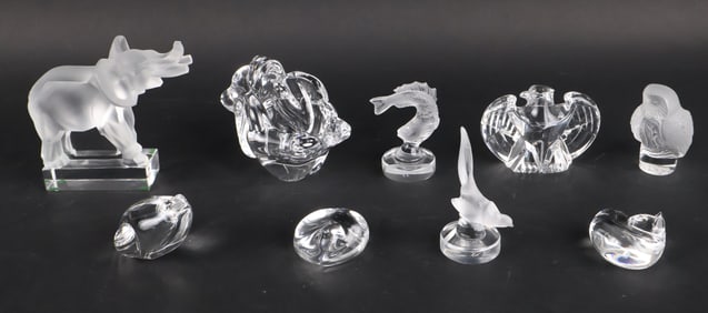 Group of Lalique and Steuben Glass Animals