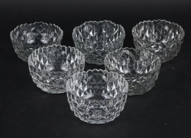 Six Faceted Lead Glass Bowls