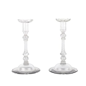 Pair of George III Cotton Twist Glass Candlesticks