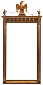 Neoclassical Part-Ebonized and Giltwood Mirror Frame