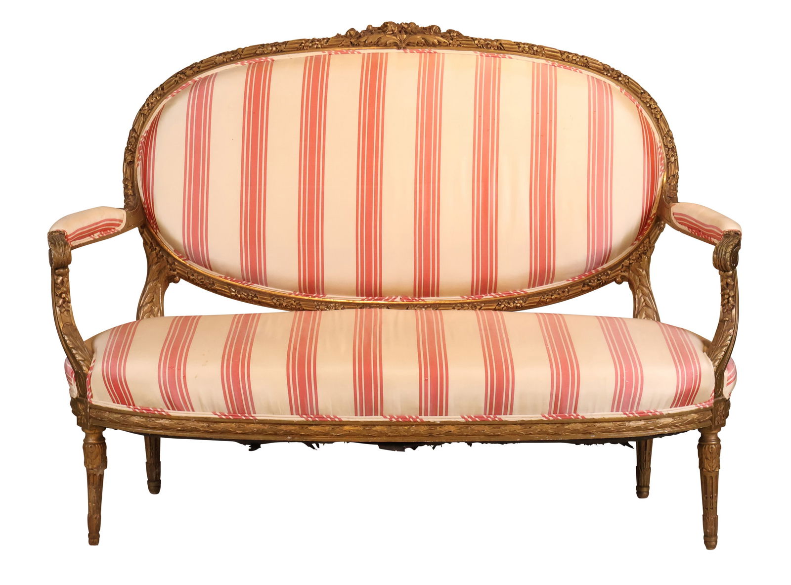 Louis XVI Style Giltwood Canape: Louis XVI Style Giltwood CanapeFrench Taste, late 19th/20th C.Seat: 18"h44 1/2 x 60 in. (113 x 152.4 cm.)