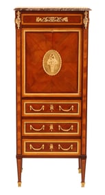 Louis XVI Style Marble Top Diminutive Secretaire a Abattant