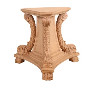Dolphin-Motif Carved Wood Table Base