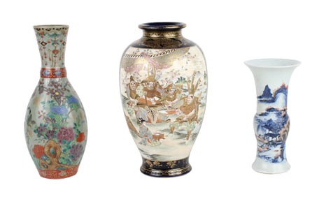 Three Chinese or Japanese Porcelain Vases