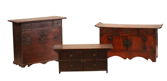 Three Chinese Hardwood Small Cabinets