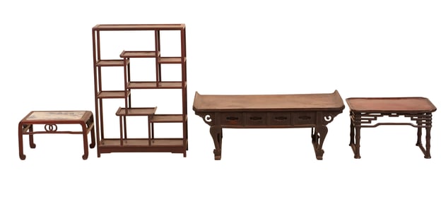 Four Chinese Hardwood Display Stands