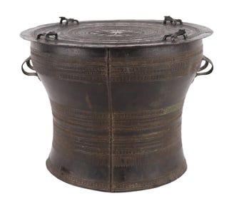 Burmese Frog Bronze Rain Drum