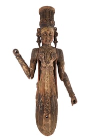 Southeast Asian Carved Wood Architectural Element of a Laxmi