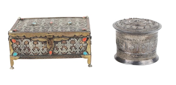 Thai Silver Lidded Circular Box