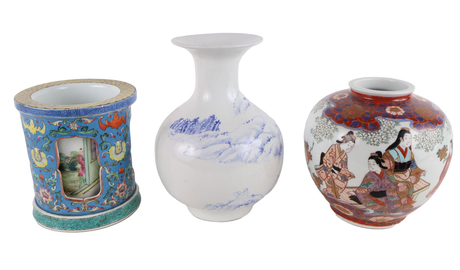 Three Pieces of Glazed and Decorated Porcelain Hollowware (1 of 20)