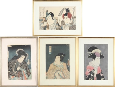 Four Japanese Woodblock Prints of Kabuki Actors