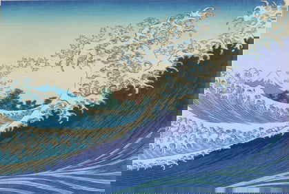 Katsushika Hokusai, Japanese 1760-1849, The Big Wave, Woodblock Print