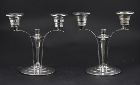 Pair of International Sterling Silver Two Light Candlesticks