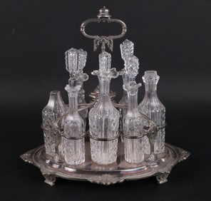 Elkington & Co. Silver Plated and Glass Cruet Set