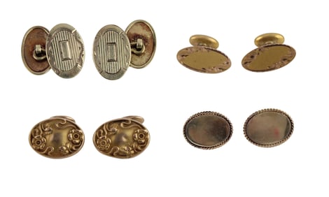 Four Sets of Vintage Gold Cufflinks