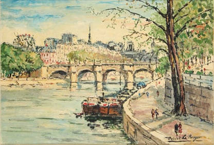 Robert LeBerger, 1905-1972, Pont Neuf, Oil on Board