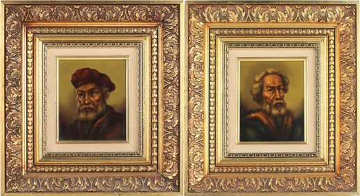 Two Portraits of Men, Oils on Board