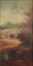 Agostino Zucchini, 1894-1972, Figures in Pastoral Landscape, Oil on Canvas