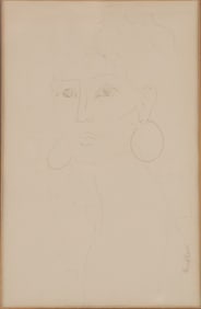 Augthum, Portrait of a Woman, Ink Drawing