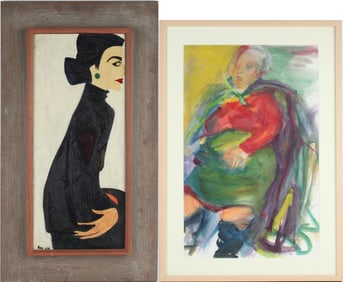 Ren, Portrait of a Woman in Black, Oil on Canvas