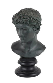 Bust of Apollo, Black Painted Sculpture